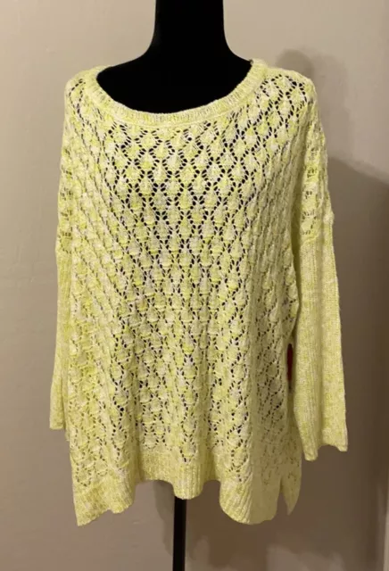 Lemon Lime Soft Open Knit Sweater 28” P2P 27” Length 3X Orig $48