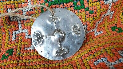 Old Timor Tribal Silver Pendant on Cord  …beautiful collection & accent piece
