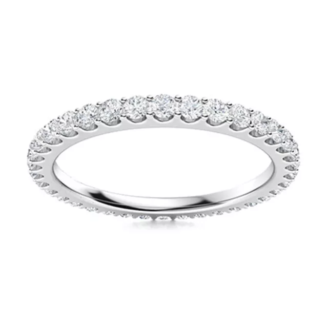 Full Eternity 2MM Round Multi Gemstone 925 Sterling Silver Women Wedding Ring