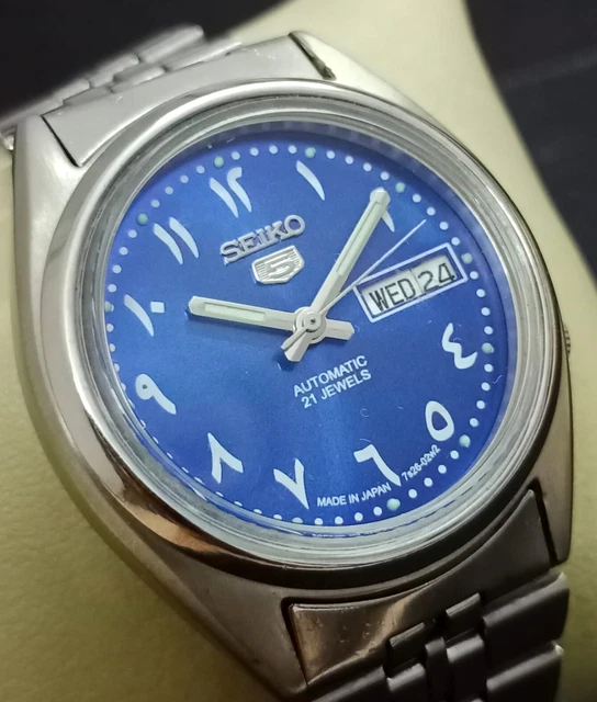 VINTAGE SEIKO 5 Automatique Cadran Bleu Montre Homme Chiffres Arabes EUR 70,00 PicClick FR