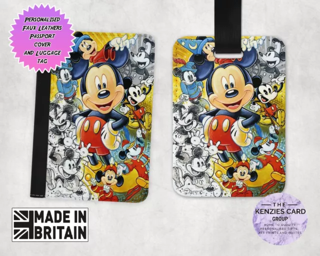 Personalised Disney Passport Cover & Luggage Tag Disney Mickey Minnie Mouse V11