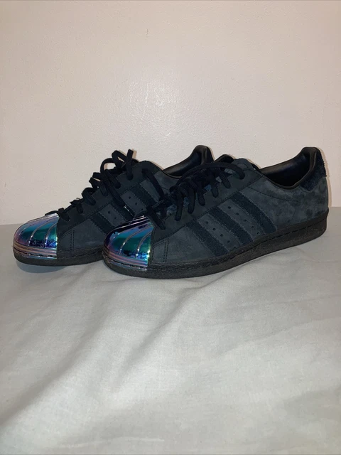 ADIDAS SUPERSTAR IRIDESCENT metal toe cap black suede trainers