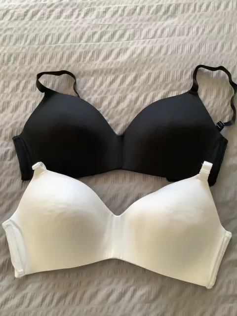 GEORGE ASDA WHITE and black bra set thong size 34B 10 £7.50