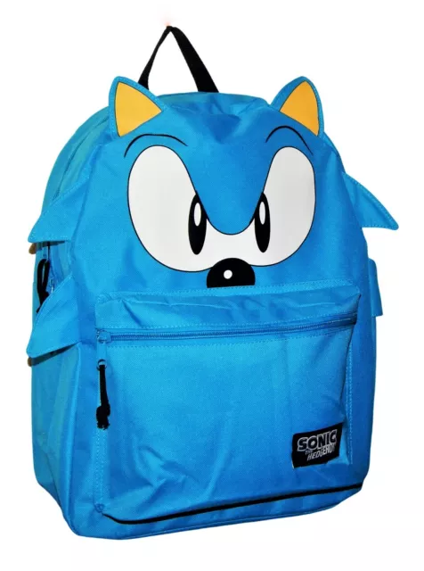 Sonic The Hedgehog SEGA Niños 16" Mochila Multi Bolsillos Viaje O Escuela Azul