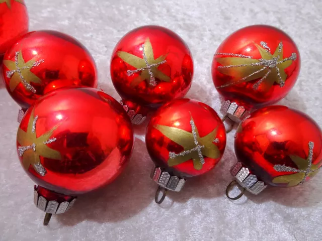 12 X Vidrio Adornos de Árbol de Navidad Bolas Brillo Pintado a Mano Vintage De 3