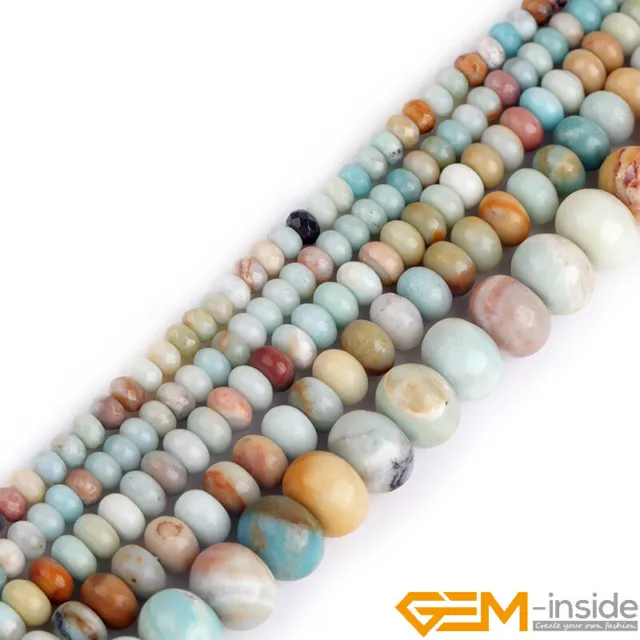 Natural Amazonite Gemstone Rondelle Spacer Loose Beads For Jewelry Making 15"