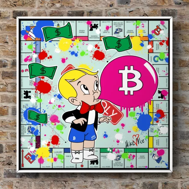 Limited Edition Art Mike Vice "Monopoly Man" Cryptocurrency Richie Rich Bitcoin