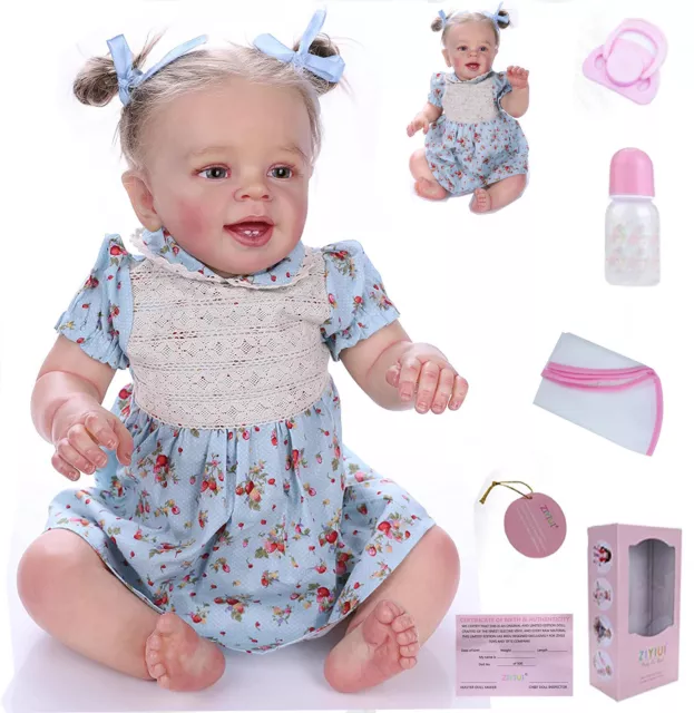 22'' Reborn Baby Dolls Soft Vinyl Silicone Handmade Newborn Girl Lifelike Gifts