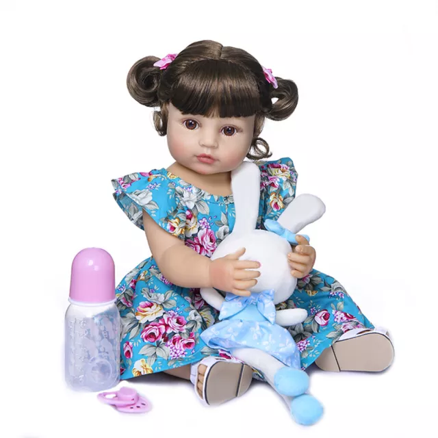 22" Cute Reborn Doll Full Body Silicone Vinyl Girl Toddler Anatomically Correct