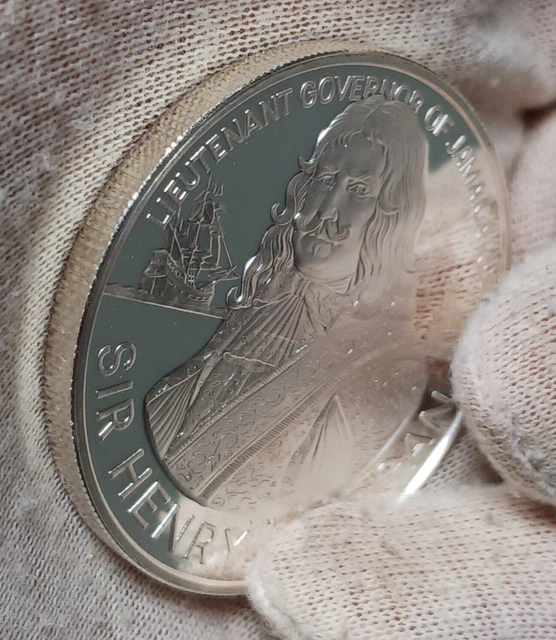 1974 Jamaica $10 Extra Large Proof Silver Coin - Sir Henry Morgan - Ten Dollars