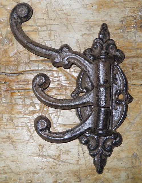 1 Cast Iron Antique Style SWIVEL Coat Hooks Hat Hook Rack Hall Tree Restoration