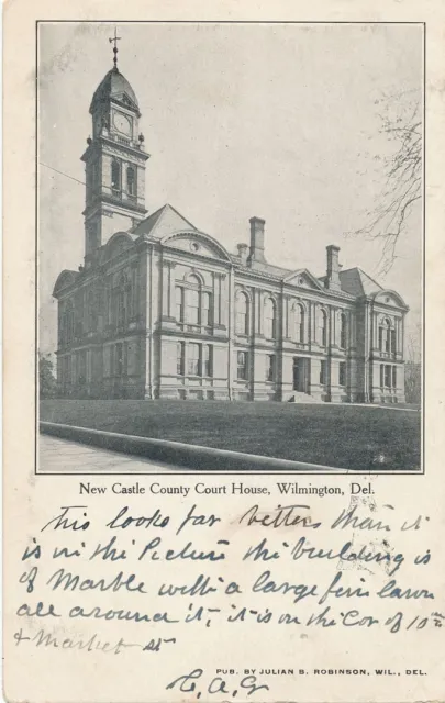 WILMINGTON DE - New Castle County Court House Postcard - udb (pre 1908)