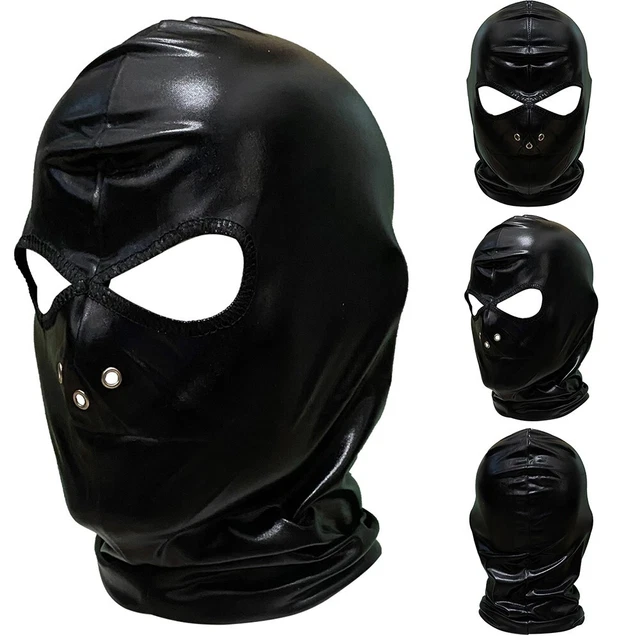 Coppia Stage Abito Coppia Cappuccio PU Nero con Occhi Aperti e Bocca Costume Cosplay