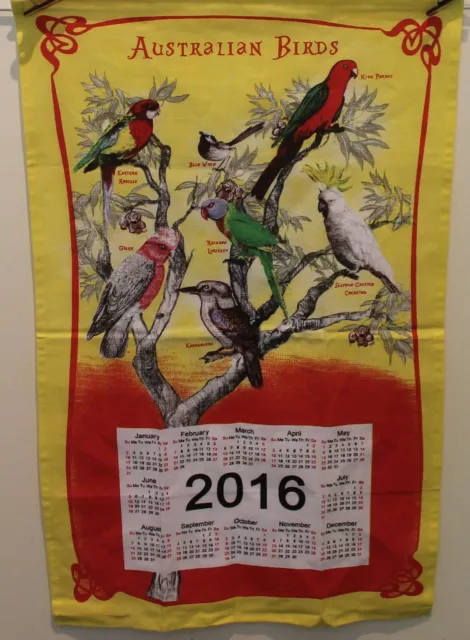 Australian Birds Tea Towel 2016 Gift Souvenir Cotton Parrot Kookaburra Unused