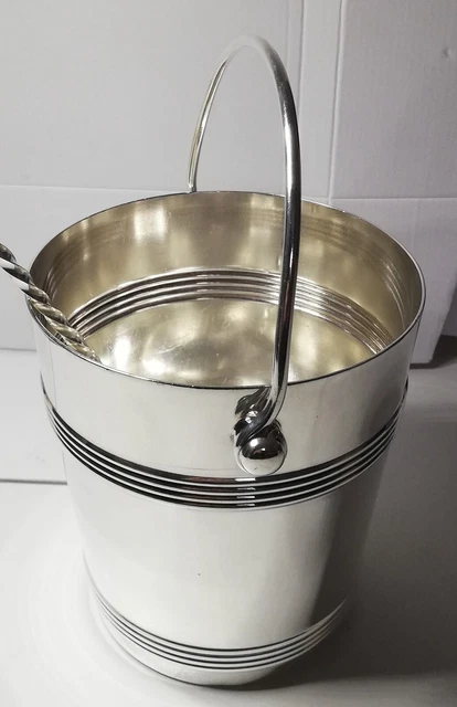 SEAU A GLACE Glaçons Art Deco En Metal Argente Gallia Christofle 1950