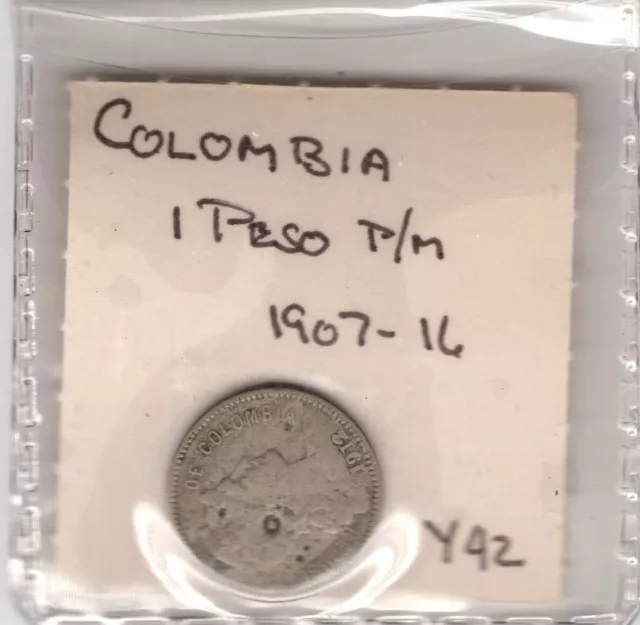World Coins: Colombia 1 Peso P/M 1912