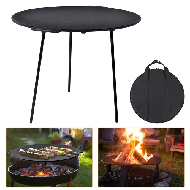 Gusseisen Grillplatte Grillpfanne mit 3 Beinen Dutch Oven Ständer Feuerplatte DE