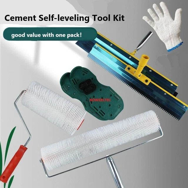CEMENT SELFLEVELING KIT Epoxy Floor Paint Roller Blade Spike
