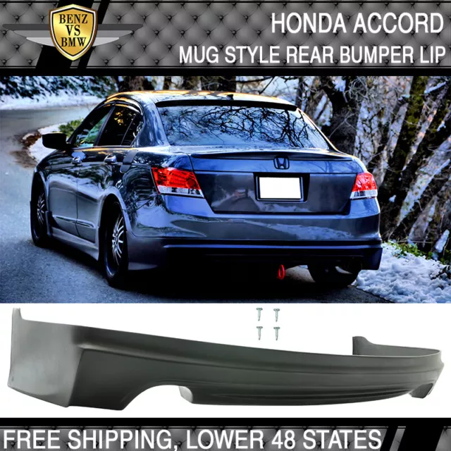 Fits 08-10 Honda Accord Mugen Style Rear Bumper Lip Unpainted - PU