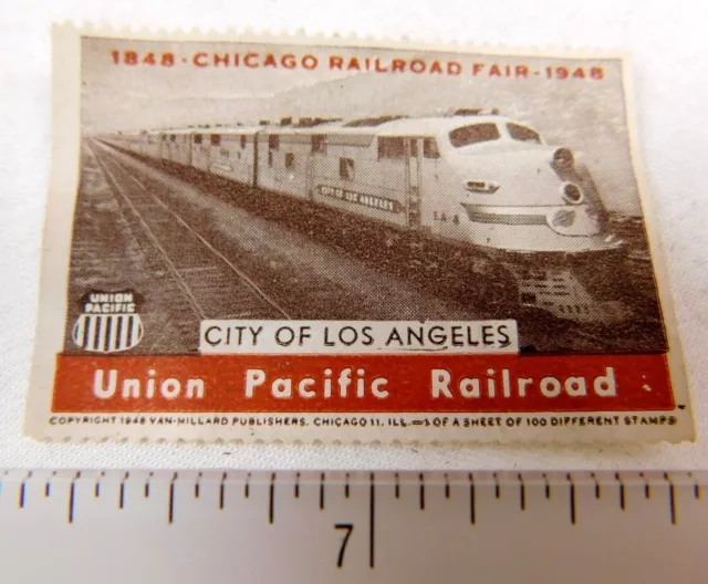 1948 Chicago Railroad Fair Union Pacific City of Los Angeles Poster Stamp P31