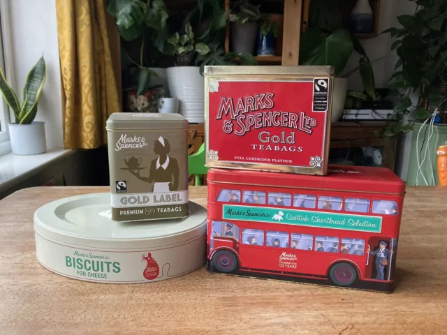 Bundle 4 X Marks Spencer Cheese biscuit tea tins M & S Bus Mouse