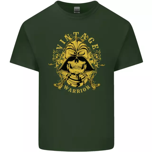 T-shirt vintage Warrior Samurai Bushido MMA teschio da uomo cotone 11