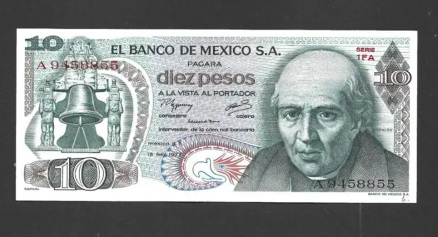 10 Pesos  Unc  Banknote From Mexico 1977  Pick-63