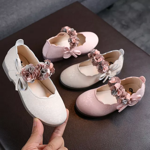 Toddler Infant Kids Baby Girls Floral Leather Dance Princess Shoes Sandals