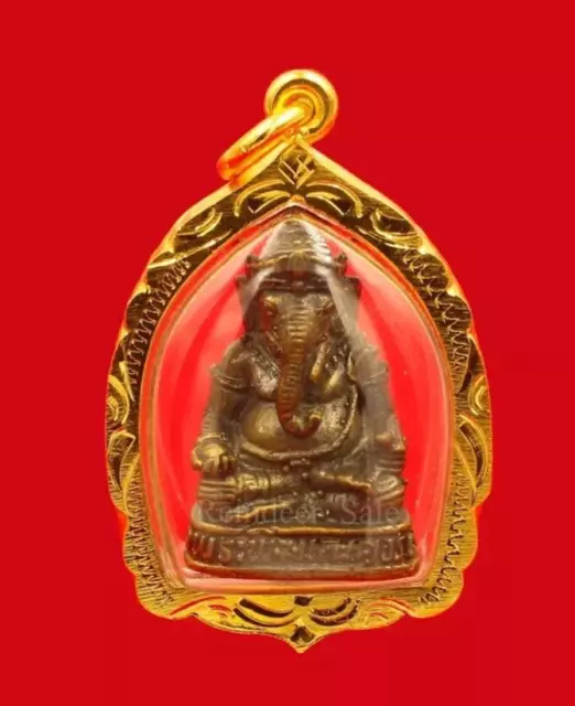 LORD GANESH ELEPHANT Hindu God Statue Gold Micron Pendant Thai Amulet ...