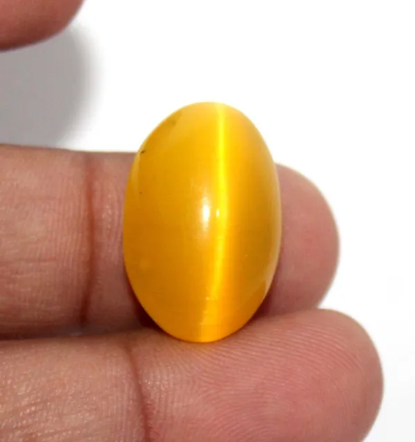 27 Ct Natural Chrysoberyl Yellow Cats Eye Oval Cabochon Loose Gemstone CERTIFIED