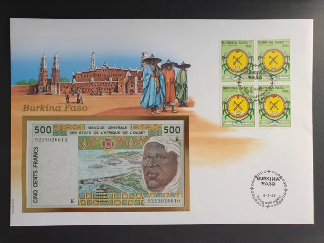 Banknotenbrief Numisbrief Burkina Faso 500 Francs Senegal unc. 1993 Münze Set 3