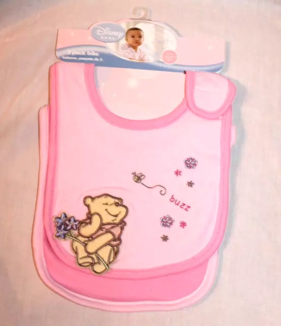 New In Package 2- Pack Disney Baby Winnie The Pooh Bibs