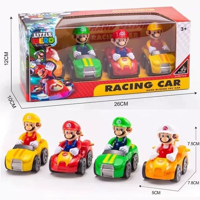 Super Mario Bros Kart Lot 10 Mini Voitures à Tirer - Mario, Luigi, Peach, Yoshi, Toad… 6,3 Cm