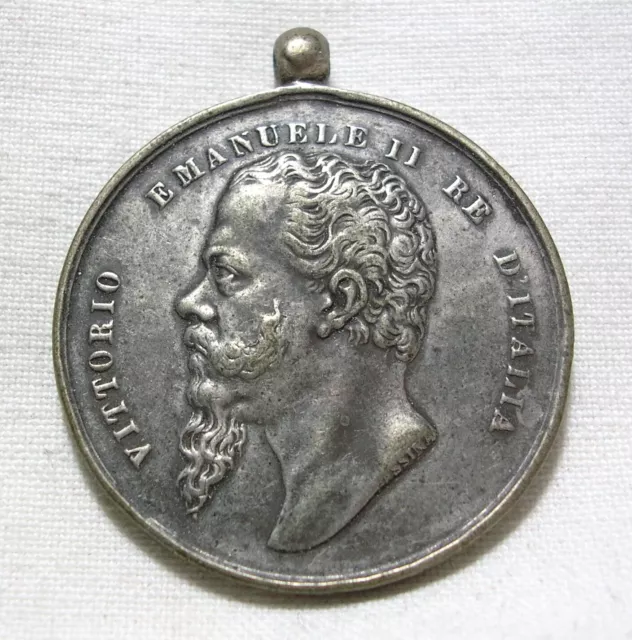 Médaille Commémorative En Argent Vittorio Emanuele II - Indépendance Et Unité D'Italie - Occasion