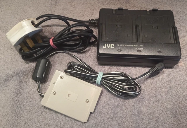 Adaptador De Alimentación De Ca Genuino Jvc Aa-V50 Cargador De Batería Doble + Cable De Alimentación De Cámara
