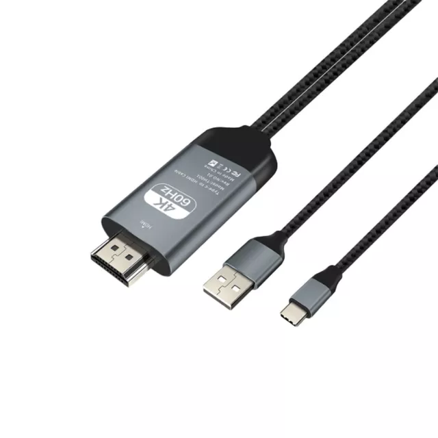 2M 2-in-1 USB Type-C to HDMI TV Video Adapter Cable for Phone / Tablet 4k HD TV