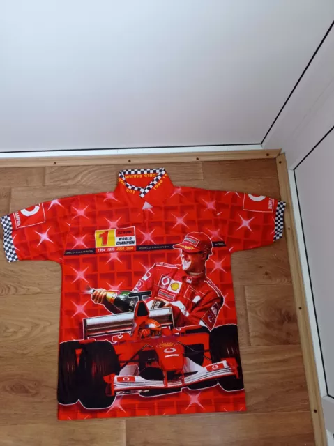 Vtg Michael Shumacher Formula 1  Drag Racing Polo Shirt Mens Sz S
