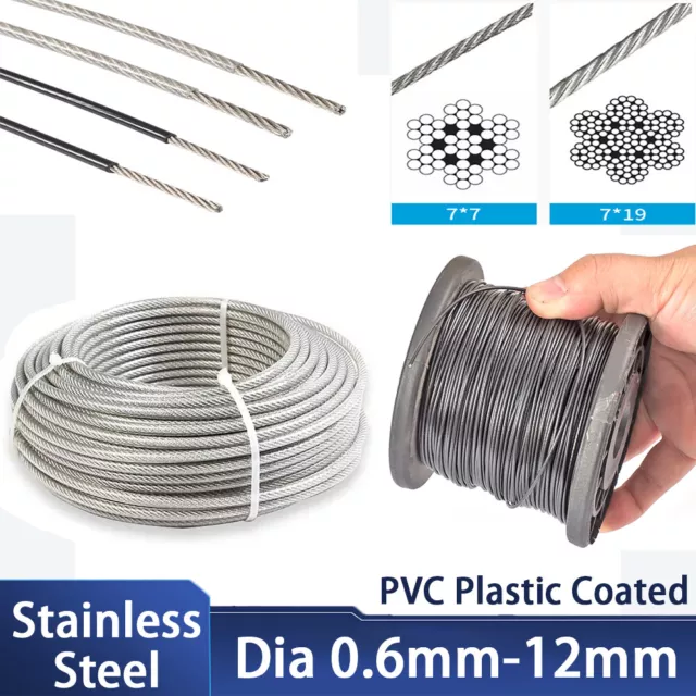 Dia 0.6mm-12mm Steel Wire Rope PVC Plastic Coated Stainless Steel Cable Rigging