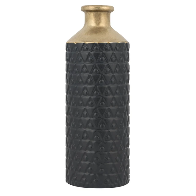 Vase Décoratif de Forme Cylindrique Bouteille fabriqué en Grès Noir et verseur