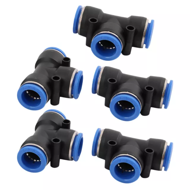 5Pcs 16mm Dia T Type 3 Ways Hose Pneumatic Air Quick Fitting Push In Connector