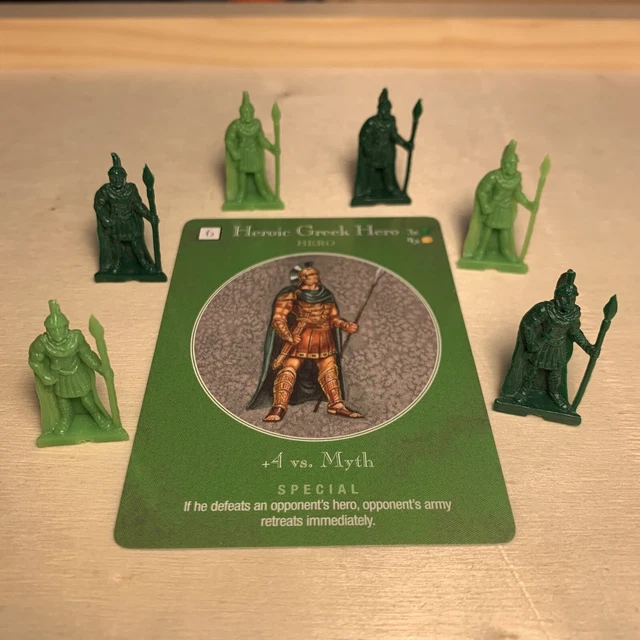 Heroic Greek Hero 6 Tokens and Battle Card for AGE OF MYTHOLOGY Game Parts