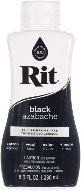 New 236ml Black Fabric Dye Rit Clothes All Purpose Liquid Cloth Tie Colours Cott