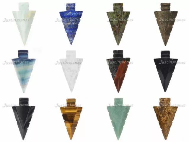 Gemstone 52-54mm Arrowhead Spearhead Healing Stone Crystal Amulet Pendant