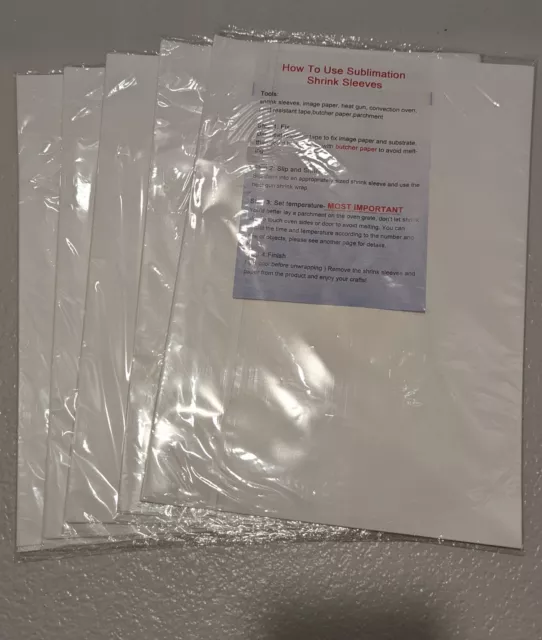 Large Sublimation Shrink Wrap Sleeves,10x14 Inches 100 sheets