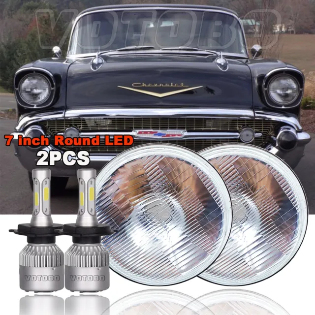 2X 7'' Round LED Headlights for 1953-1957 Chevrolet Bel Air/150/210 Impala Ford