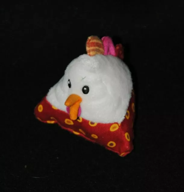 Peluche doudou poule Ophélie LILLIPUTIENS rouge triangle PM 7 cm TTBE
