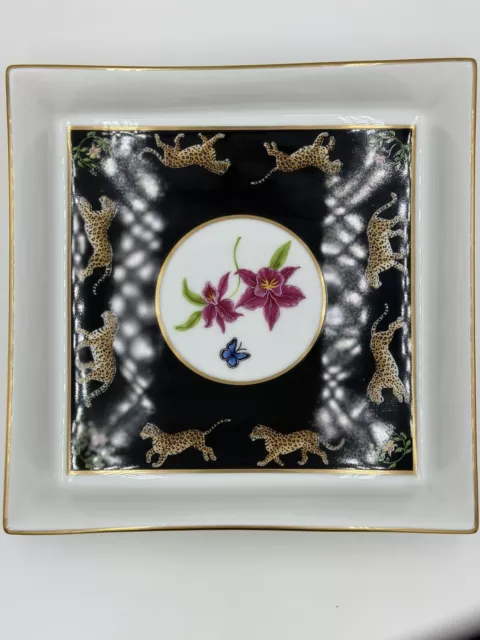 Lynn Chase Jaguar Jungle Porcelain Square Serving Bowl