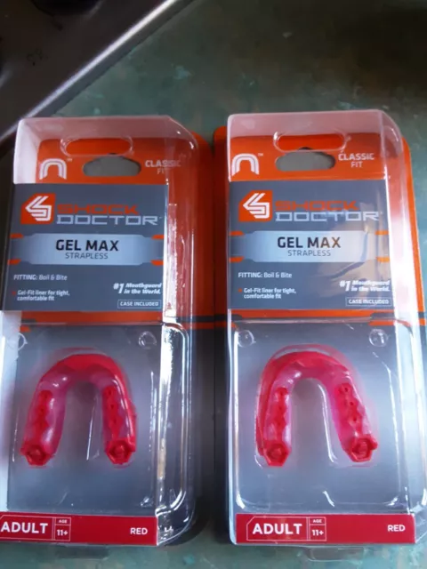 Shock Doctor Gel Max Strapless Mouthguard X 2 Red Adult RRP $60