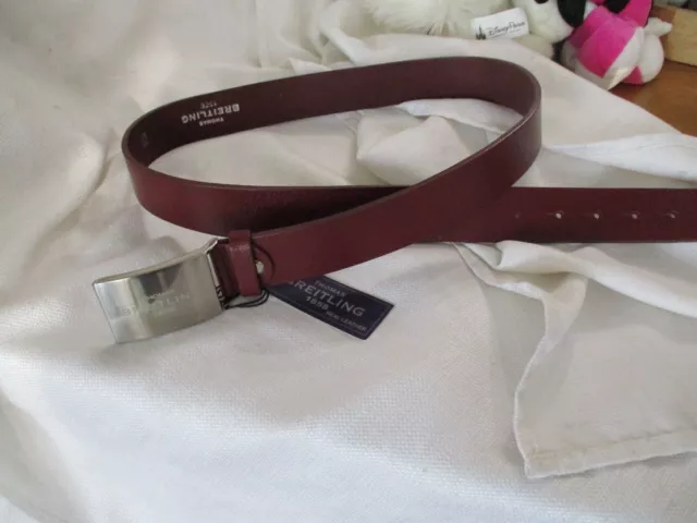 men belt  leather black nickel plaque buckle burgundy thomas breitling 51"