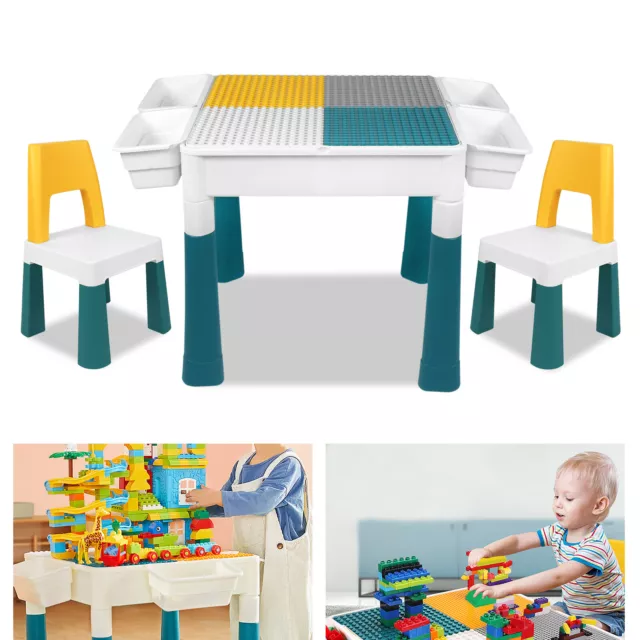 6 in 1 Kindersitzgruppe Bausteintisch Aktivitätstisch Spieltisch Kinderstuhl TOP